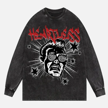 Hellstar Graphic Acid Washed Crew Neck Sweatshirt