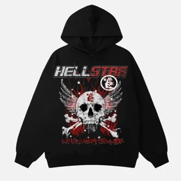 Hellstar Graphic Print Long Sleeve Black Hoodie